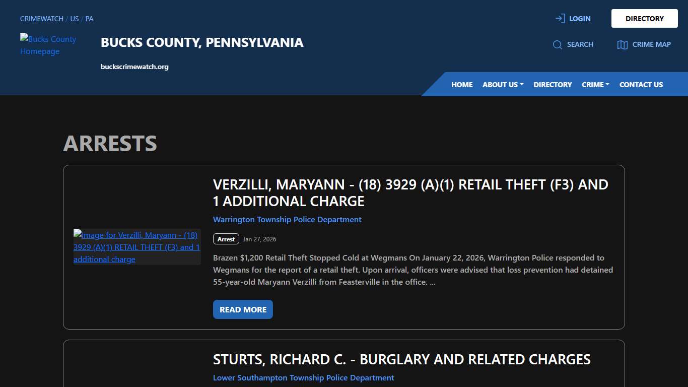 Arrests for Bucks County, Pennsylvania CRIMEWATCH